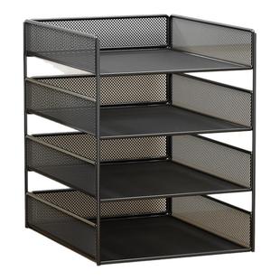 文件架办公室桌面置物架子工位多层A4纸整理分类文件夹文件框收纳分隔铁艺金属架子办公文具用品大全档案架子