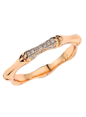 蕾迪高定竹节小钻镶嵌意大利工艺简约时尚百搭戒指