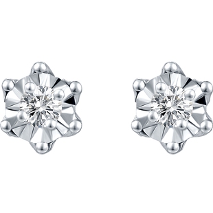 潮宏基至简18K金钻石耳钉彩金耳饰六芒星时尚轻奢显大妇女节