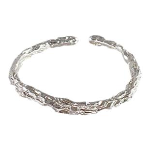 韩国戒指女小众设计锡纸简约纯银性冷淡风高级指环叠戴素圈ins风