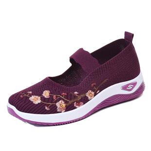 春秋老北京布鞋女透气舒适妈妈鞋绣花软底防滑中老年鞋平底健步鞋