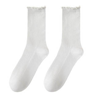 抖音潇潇玲珑阁品质好袜2025新款木耳边堆堆袜秋季纯棉透气中筒袜