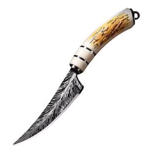 少夫人羊角形吃肉小刀配刀套便携水果刀锋利仿古剔骨刀具