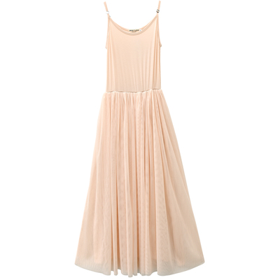 莫代尔双层网纱裙背心裙仙女纯色