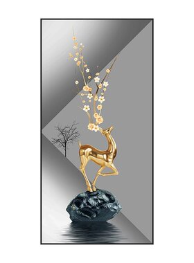 现代玄关装饰画进门入户正对门走廊过道挂画客厅入门玄幻壁画竖版