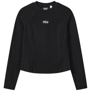 FILA 斐乐官方女子针织长袖衫2025冬新款时尚休闲简约基础圆领长T