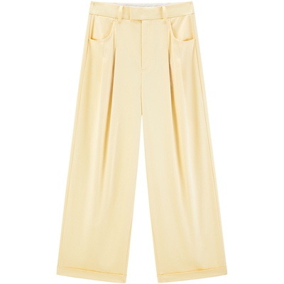 太平鸟阔腿直筒西裤春夏雪梨冰沙休闲裤A1GBF1120