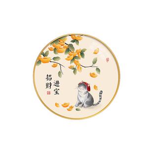 新中式餐厅装饰画走廊过道玄关壁画客厅沙发背景墙挂画茶室圆形画