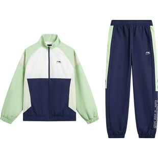 李宁儿童防泼水套装外套运动风衣男孩新款春秋款男童装女防风春装