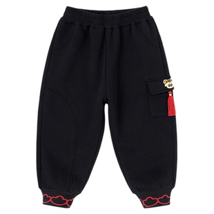 嘟嘟家男童裤子儿童新款喜庆拜年服女童冬季童装衣服宝宝新年长裤