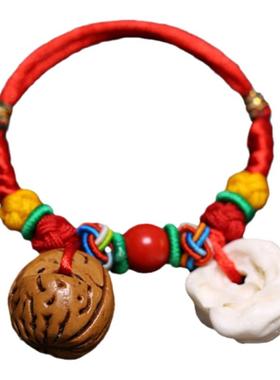 小孩猪惊骨鱼惊天然桃核手链