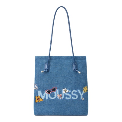 Moussy×Smiley联名系列托特包大容量日常通勤轻便腋下包刺绣