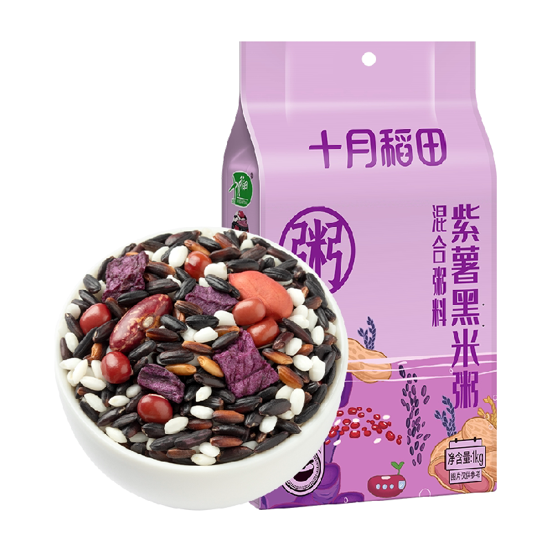 十月稻田腊八粥紫薯黑米粥五谷杂粮粗粮早餐主食粥真空包装免泡