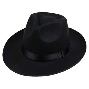 上海滩许文强复古黑色大檐英伦爵士帽礼帽男女士舞台演出表演帽子
