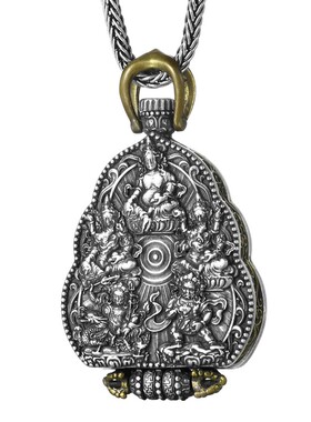 五路财神吊坠纯银可打开装东西