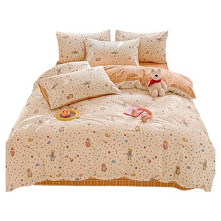 2026新款全棉纯棉印花四件套DZ都市熊仔小清新床单式涂料印花冬季