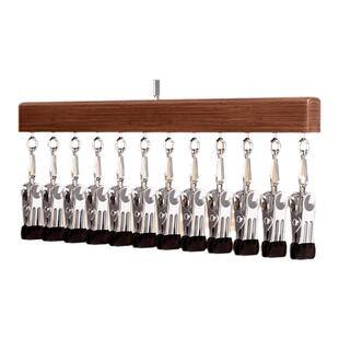 实木裤夹子家用无痕不锈钢多功能带夹子衣柜裙子裤子衣架收纳神器