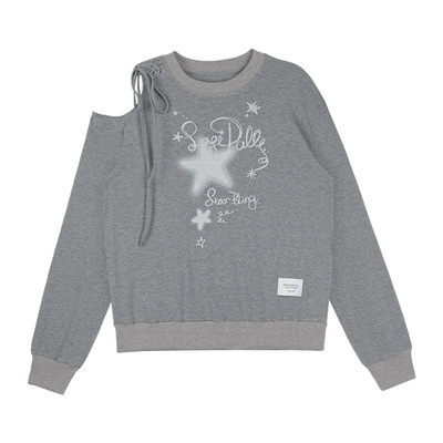 SagiDolls少女斗志#情书#纯欲甜美灰色露肩绑带卫衣型T恤甜酷减龄