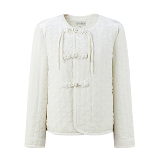 秋水伊人新中式清冷风短外套2025年冬装新款女装国风丝绒轻薄外搭