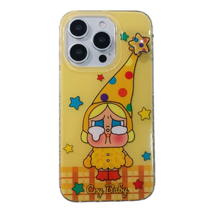 白鹿同款高帽哭娃旋转星星人适用苹果17手机壳可爱iphone16promax新款13防摔15ProMax带手链14少女16Pro全包