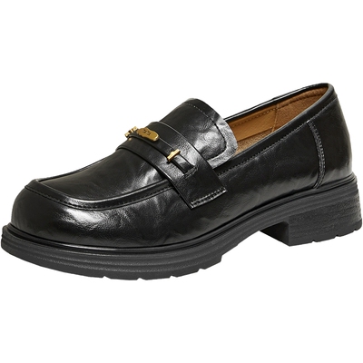 TATA他她黑色乐福鞋女复古小皮鞋女百搭厚底单鞋2026新款CLW01AA6