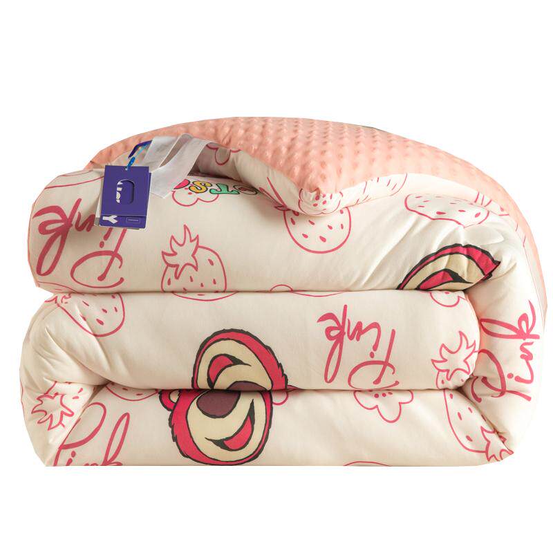 草莓熊A类针织棉大豆太空被子儿童单人春秋空调被加厚秋冬棉被芯