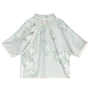 JINYU矜羽【风雅来客-漫歌】李德喜绞罗新中式短袖上衣女