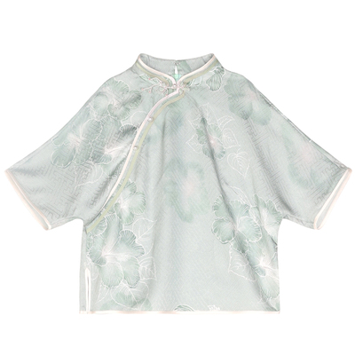 JINYU矜羽【风雅来客-漫歌】李德喜绞罗新中式短袖上衣女