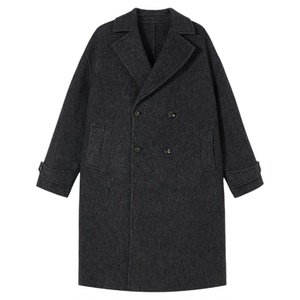 PSO Brand男装女装天丝羊绒羊毛混纺长款呢子灰色大衣宽松外套