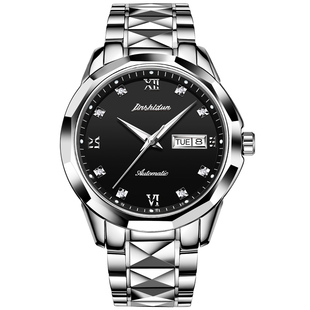 瑞士认证正品牌专卖店新款简约男表双日历进口机芯机械表防水十大