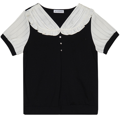 气质V领显瘦上衣2026胖妹妹短袖