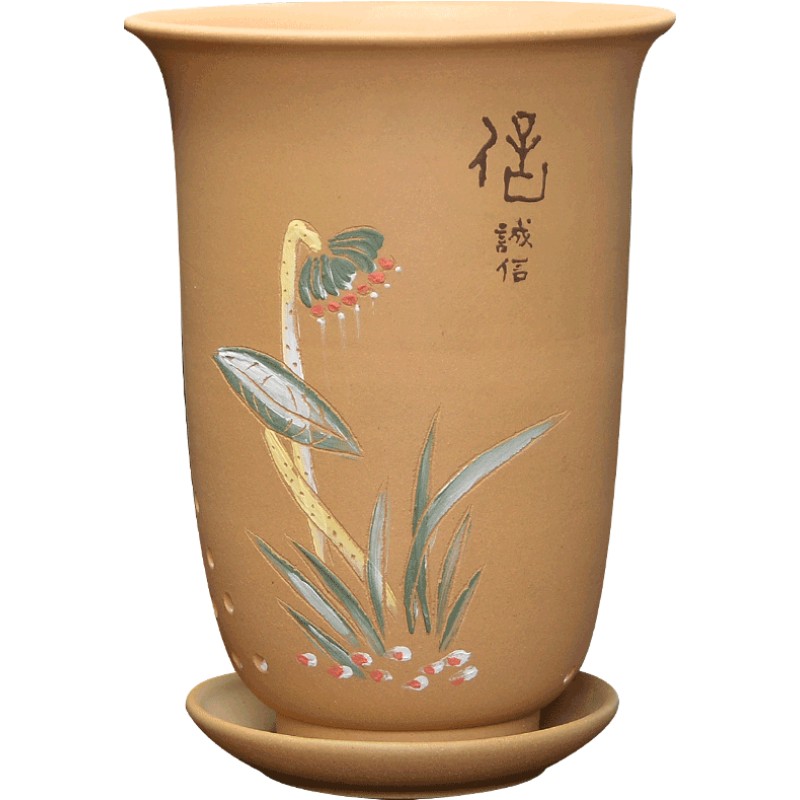 大德号宜兴紫砂四季陶瓷兰花盆