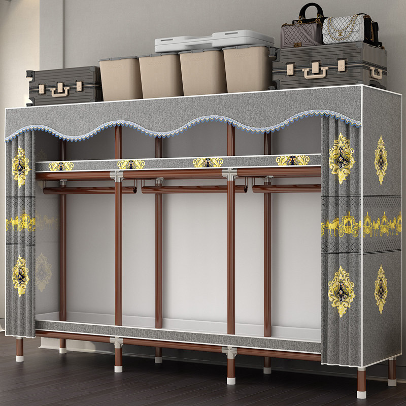 衣柜家用卧室全钢架加粗加厚简易布衣柜钢管结实耐用组装出租房用