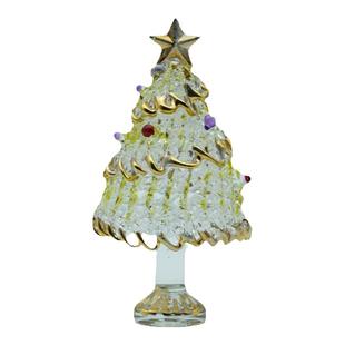 外贸出口级琉璃圣诞树小摆件纯手工描金桌面家居装饰品圣诞节礼物