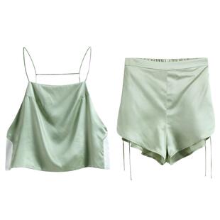 礼物』丝侬性感桑蚕丝睡衣女吊带真丝睡衣高级背心短裤露背两件套
