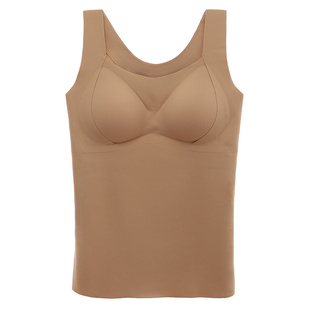 依曼丽保暖背心女内衣秋冬磨毛带胸垫文胸一体式内搭打底衫秋衣