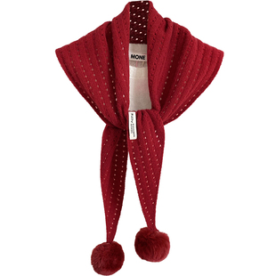 2025春秋新款针织羊毛羊绒三角巾披肩女百搭韩版围脖护颈保暖围巾