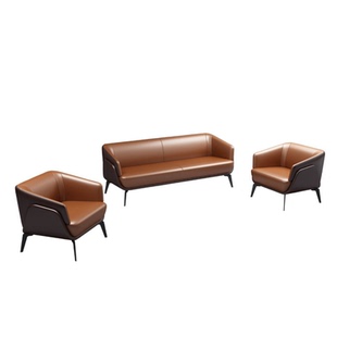 办公室沙发休息区接待会客厅真皮三人位小户型4S门店简约休闲沙发