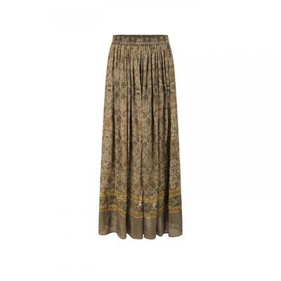 INTOTHEEAST暗纹印花亚麻半裙