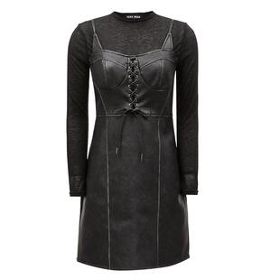 Vero Moda奥莱连衣裙秋季新款潮流时尚PU皮革T恤两件套裙子流行