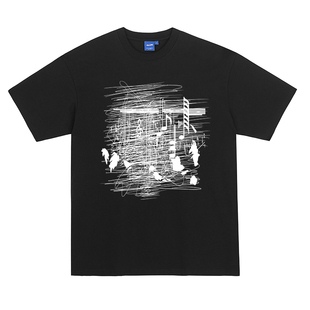 山小川爱的乐谱重磅圆领短袖男t恤宽松高街复古潮牌美式男生夏季