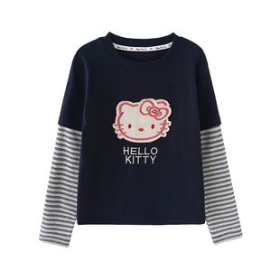 女童长袖t恤春季2026新款儿童春装假两件衣服大童超好看韩系上衣