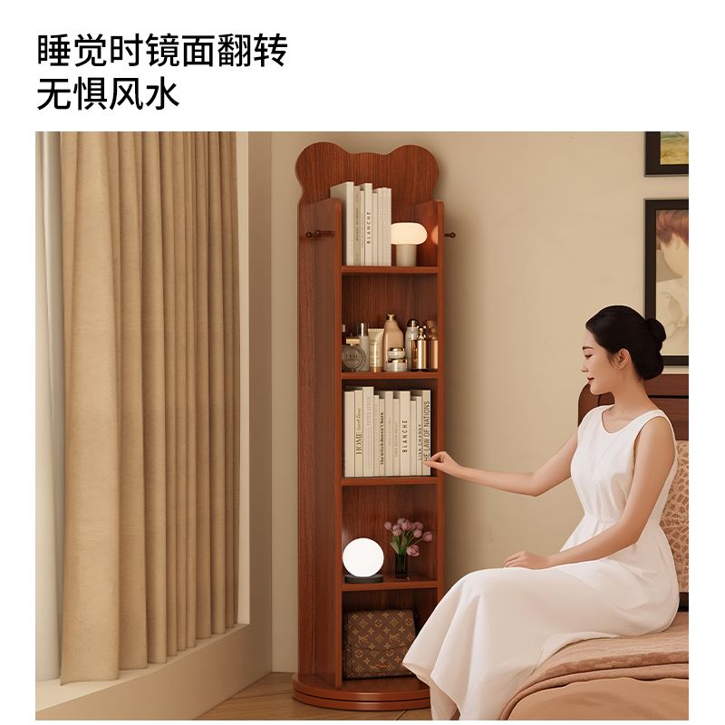 森福旋转穿衣镜洞洞板镜子全身储全身镜子书架一体式物杂志落地镜