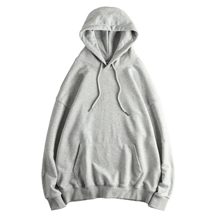 基础款针织毛圈棉男式连帽卫衣宽松百搭舒适美式高街潮流青年帽衫