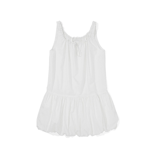 贺聪名模同款夏ins法式白色荷叶边衬衫休闲百搭泡泡袖甜美连衣裙