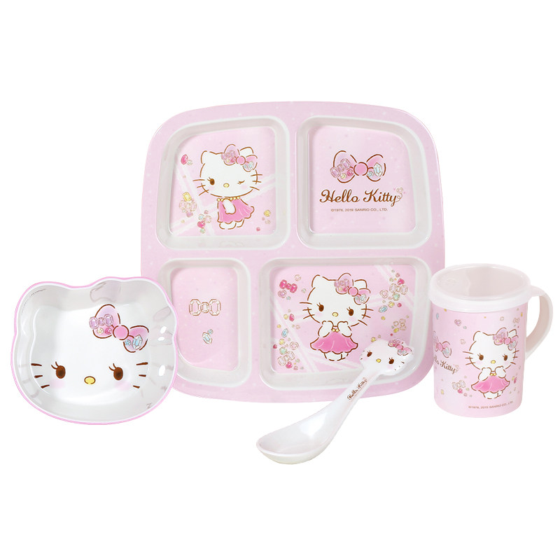 HelloKitty餐具卡通儿童碗勺套装小孩吃饭专用碗KT猫宝宝餐盘水杯