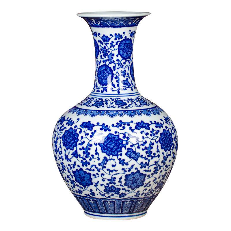 景德镇陶瓷中式青花瓷花瓶摆件客厅富贵竹插花装饰品高级感中国风