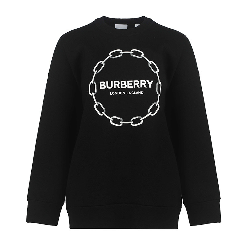 【自营】BURBERRY/博柏利女士LOGO图案圆领厚款针织衫毛衣单穿