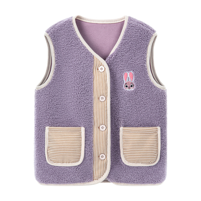 迪士尼童装女童冬款羊羔绒马甲