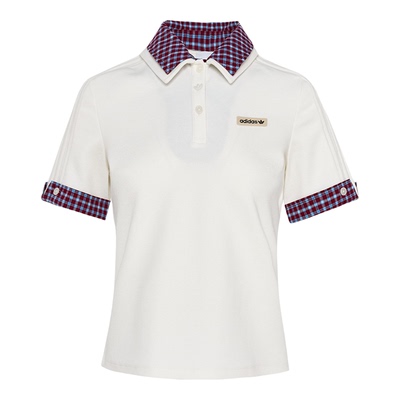 Adidas/阿迪达斯正品三叶草女士复古翻领时尚短袖POLO衫KU9397